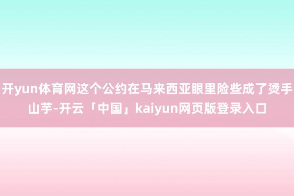 开yun体育网这个公约在马来西亚眼里险些成了烫手山芋-开云「中国」kaiyun网页版登录入口